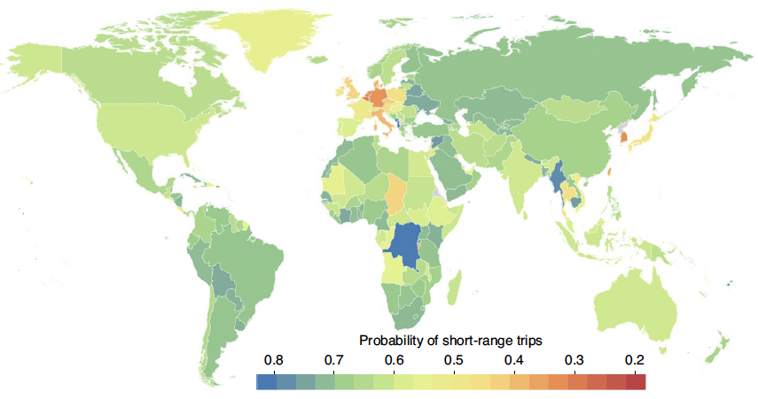 Global map of human mobility patterns